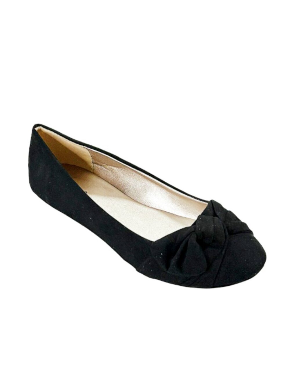 Qupid Bee-52 Women’s Black Ballet Flats Bow Accent Slip-On Shoes